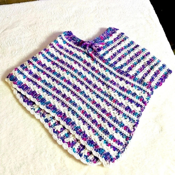 NEW Girls Poncho Crochet Sleeveless Coverup - Picture 3 of 3